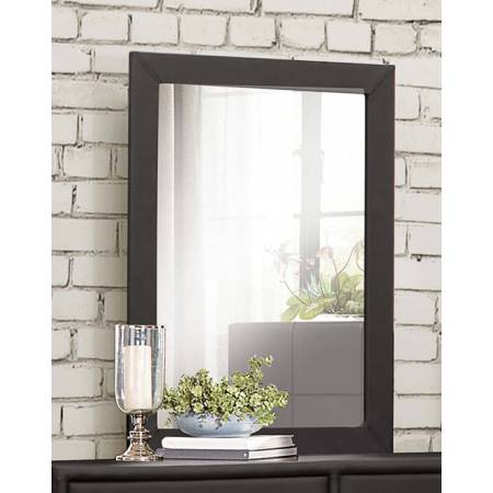 Lorenzi Upholstered Mirror - Black Vinyl